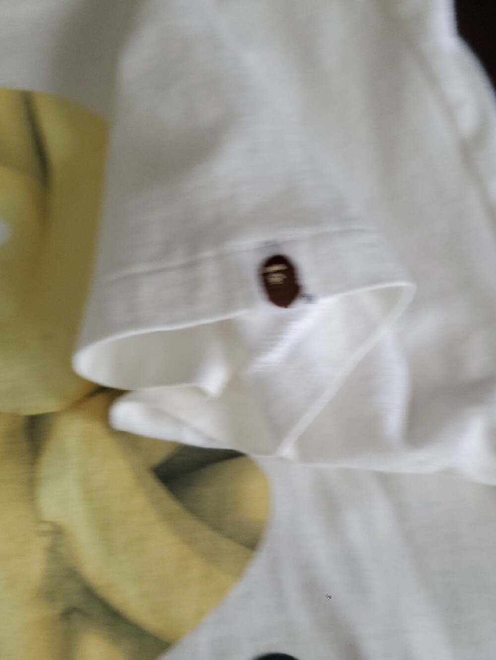 Bape White Short Sleeve Tee with Yellow Banana Ape Head Graphic - Picture 4 of 6